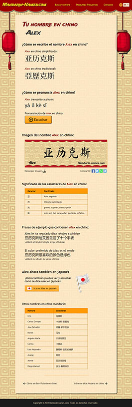 Previsualización de la web mandarin-names.com
